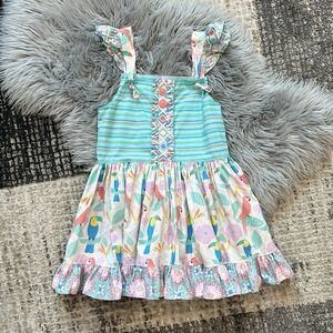 Eleanor Rose Girls Tropical‎ Paradise Parrot Meredith Knot Tunic Top Size 14-16